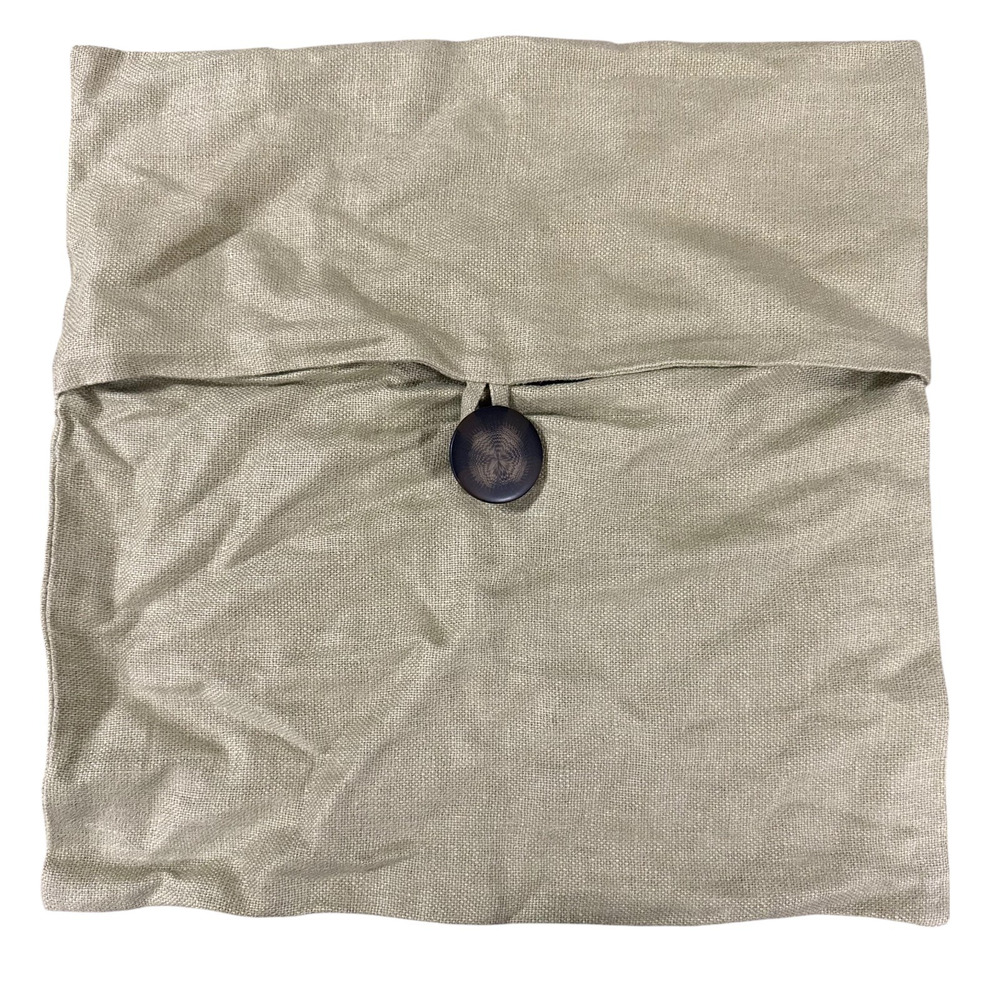 Pottery Barn 100% Linen Accent Pillow Cover Button Sage Green 18"x18" Square